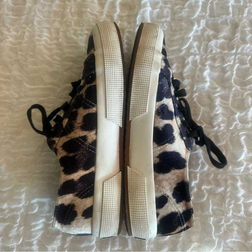 Superga Velvet Leopard Print Sneakers Womens 36 US6 Black White Tan